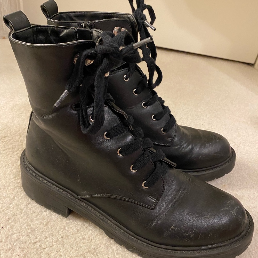 Madden girl black combat boots